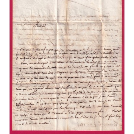 MARQUE P45P TONNEINS LOT ET GARONNE EN ROUGE 1814 POUR AGEN INDICE 13 LETTRE COVER FRANCE
