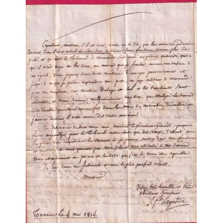 MARQUE P45P TONNEINS LOT ET GARONNE EN ROUGE 1814 POUR AGEN INDICE 13 LETTRE COVER FRANCE