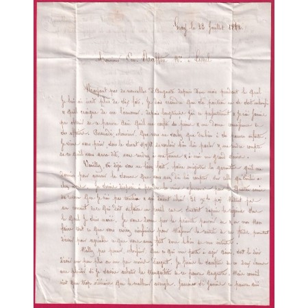 CAD TYPE 11 GRAY HAUTE SAONE + PP ROUGE POUR LUNEL HERAULT 1842 LETTRE COVER FRANCE