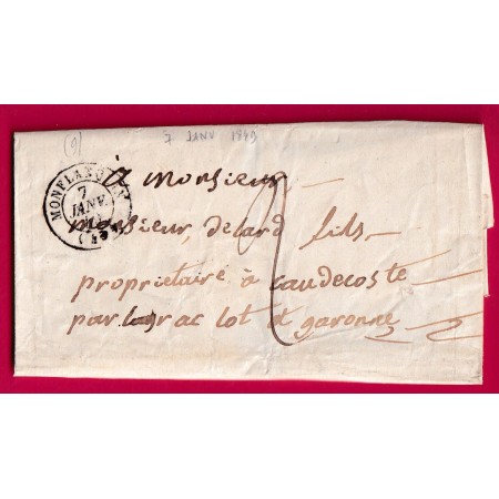 CAD TYPE 15 MONFLANQUIN LOT ET GARONNE DU 7 JANVIER 1849 POUR LAYRAC LETTRE COVER