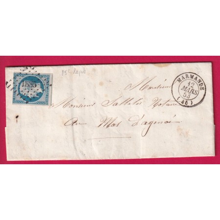 N°10 PC 1885 MARMANDE LOT ET GARONNE POUR LE MAS D'AGENAIS LETTRE COVER
