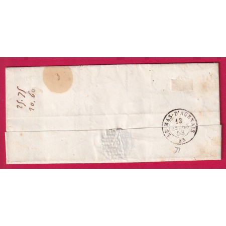 N°10 PC 1885 MARMANDE LOT ET GARONNE POUR LE MAS D'AGENAIS LETTRE COVER