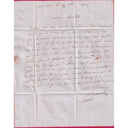 N°14 GC 3442 SOS LOT ET GARONNE CAD TYPE 22 DU 29 DEC 1862 GC PRECOCE POUR MONT DE MARSAN LANDES LETTRE COVER