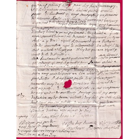 LETTRE DE PARIS 1686 POUR LAMBALLE COTES DU NORD MENTION BRETAGNE MANUSCRIT LETTRE COVER