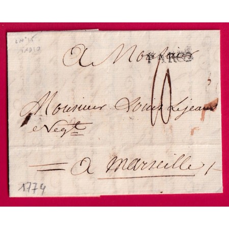 MARQUE PARIS OO INFINI LENAIN N°15 INDICE 10 1774 POUR MARSEILLE LETTRE COVER