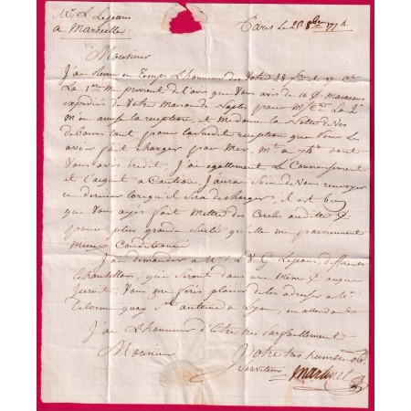 MARQUE PARIS OO INFINI LENAIN N°15 INDICE 10 1774 POUR MARSEILLE LETTRE COVER