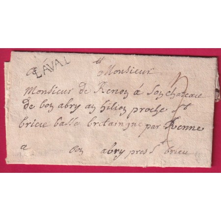 MARQUE LAVAL MAYENNE 1747 LENAIN N°2 INDICE 12 POUR ST BRIEUC COTES DU NORD LETTRE COVER