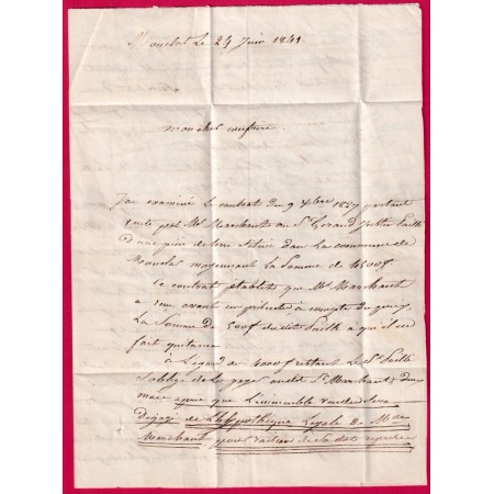 CURSIVE 45 MONCLAR LOT ET GARONNE INDICE 26mm CAD TYPE 13 SAINTE LIVRADE POUR AIGUILLON 1841 INDICE 14 LETTRE COVER
