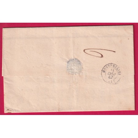 CAD ESSAI HEXAGONAL LYON RHONE 1847 + PP ROUGE POUR MONTPELLIER HERAULT LETTRE COVER