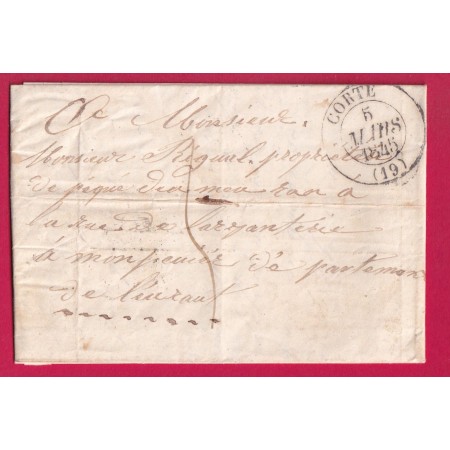 CAD TYPE 13 CORTE CORSE 1845 POUR MONTPELLIER HERAULT LETTRE COVER