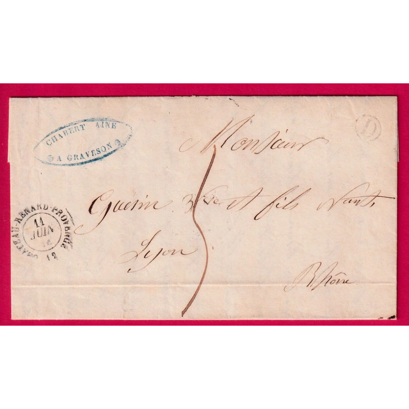 CAD TYPE 15 CHATEAU RENARD PROVENCE BOITE RURALE D GRAVESON BOUCHES DU RHONE POUR LYON LETTRE COVER