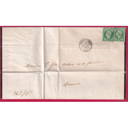 N°12 X2 MONFLANQUIN LOT ET GARONNE 1857 IMPRIME FAIRE PART POUR MARENNES CHARENTE INFERIEURE LETTRE COVER