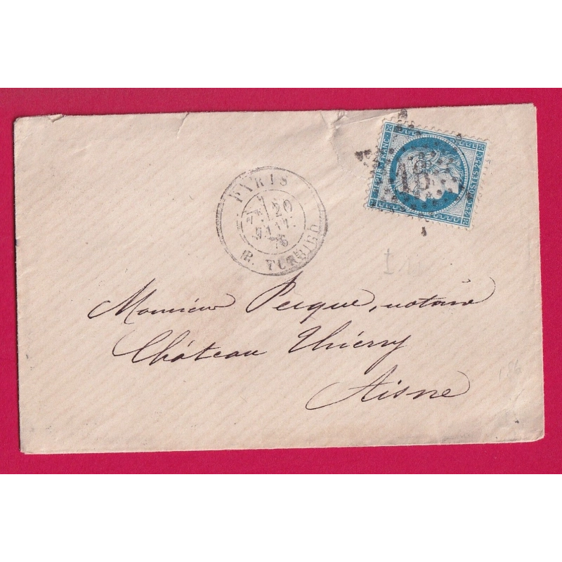 N°60 PARIS ETOILE 16 R TURBIGO POUR CHATEAUTHIERRY AISNE LETTRE COVER