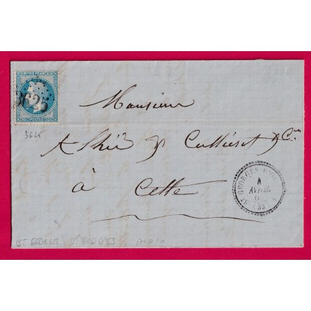 N°29 GC 3625 ST GEORGES D'ORQUES HERAULT CAD TYPE 22 POUR CETTE INDICE 10 LETTRE COVER