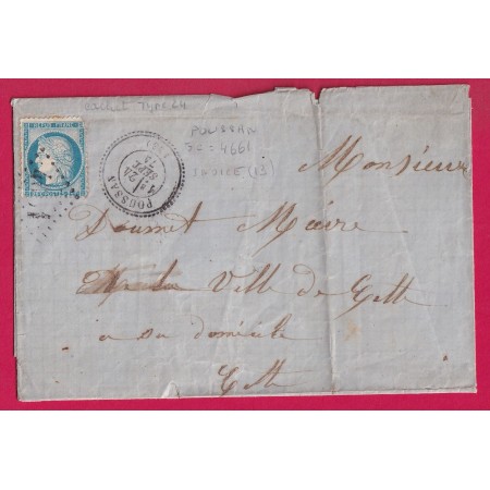 N°60 GC 4661 POUSSAN HERAULT CAD TYPE 24 POUR CETTE INDICE 13 LETTRE COVER