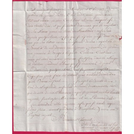 MARQUE BRUGES BELGIQUE 1777 POUR NANTES TEXTE DE VARSENARE VARRENAERE LETTRE COVER