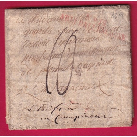 MARQUE N°78 ARMEE D' ALLEMAGNE 1809 POUR PLOERMEL MORBIHAN MENTION DIVISION DU GENERAL BOUDET LETTRE COVER