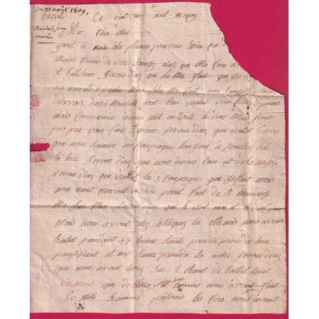 MARQUE N°78 ARMEE D' ALLEMAGNE 1809 POUR PLOERMEL MORBIHAN MENTION DIVISION DU GENERAL BOUDET LETTRE COVER
