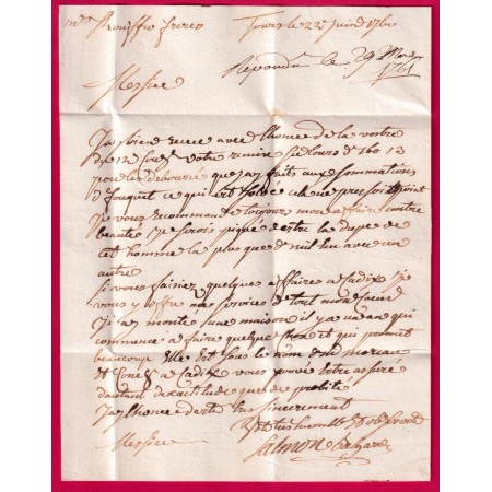 MARQUE TOURS INDRE ET LOIR  1790 LENAIN N°2 POUR MONTAUBAN TARN ET GARONNE INDICE 11 LETTRE COVER