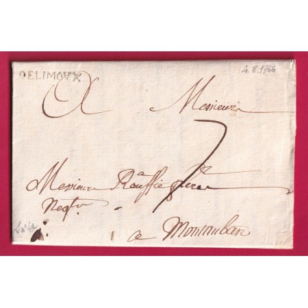 MARQUE DE LIMOUX AUDE LENAIN N°4A INDICE 12 1766 POUR MONTAUBAN TARN ET GARONNE LETTRE COVER
