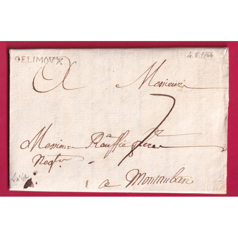 MARQUE DE LIMOUX AUDE LENAIN N°4A INDICE 12 1766 POUR MONTAUBAN TARN ET GARONNE LETTRE COVER