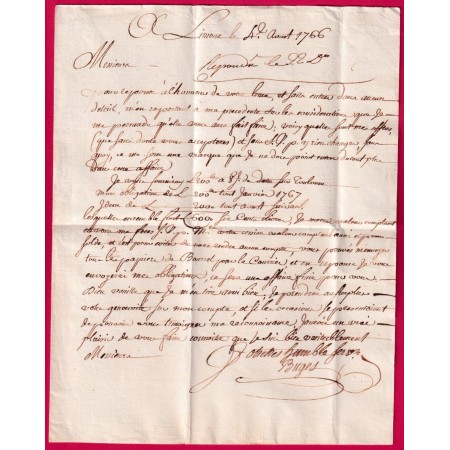 MARQUE DE LIMOUX AUDE LENAIN N°4A INDICE 12 1766 POUR MONTAUBAN TARN ET GARONNE LETTRE COVER