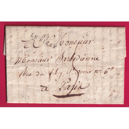 MARQUE 51 RIBAY MAYENNE 1821 POUR PARIS INDICE 11 LETTRE COVER