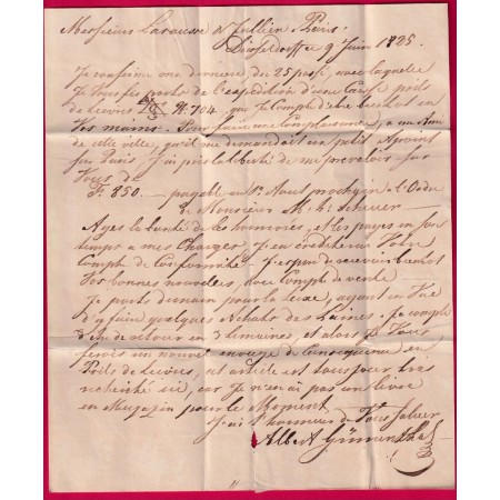 ALLEMAGNE DUSSELDORF + CPR2 ENTREE PRUSSE PAR GIVET ARDENNES 1825 LETTRE COVER