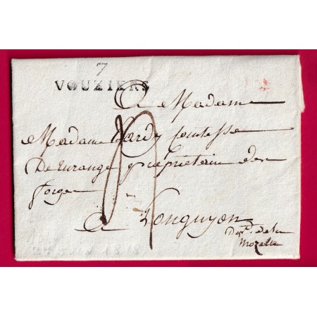 MARQUE 7 VOUZIERS ARDENNES POUR LONGUYON MOSELLE 1818 LETTRE COVER