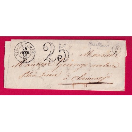 CAD TYPE 15 VIC LE COMTE PUY DE DOME BOITE RURALE SUPPLEMENTAIRE B2 MIREFLEURS POUR CLERMONT FERRAND LETTRE COVER