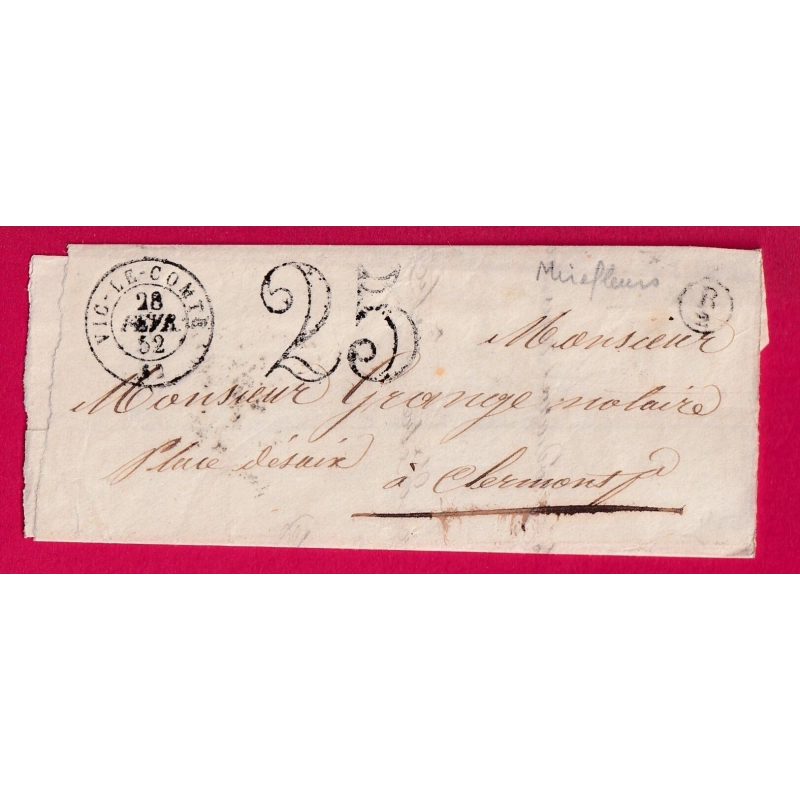 CAD TYPE 15 VIC LE COMTE PUY DE DOME BOITE RURALE SUPPLEMENTAIRE B2 MIREFLEURS POUR CLERMONT FERRAND LETTRE COVER