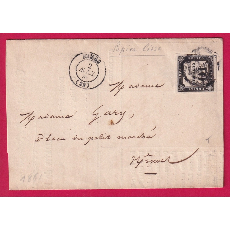 TIMBRE TAXE N°2 CAD NIMES GARD POUR NIMES LETTRE COVER