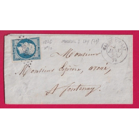N°10 PC 1876 MAREUIL S LAY VENDEE POUR FONTENAY LETTRE COVER