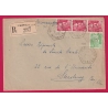 N°809 813 RECOMMANDE VIBERSVILLER 1951 CAD HEXAGONAL PERLE MOSELLE POUR STRABOURG MARIANNE DE GANDON
