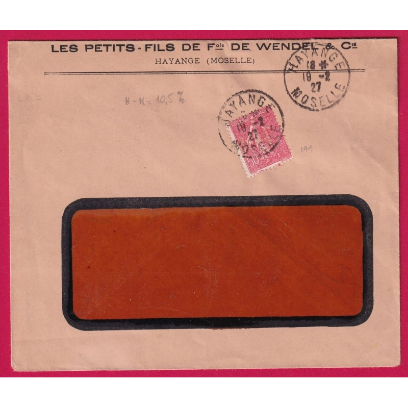 N°199 PERFORE LES PETITS FILS DE FRANCOIS DE WENDEL HAYANGE MOSELLE LETTRE COVER