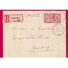 ALSACE LORRAINE N°119 40C MERSON MOYEUVRE LA GRANDE MOSELLE ETIQUETTE RECOMMANDE ALLEMANDE 1920 LETTRE COVER