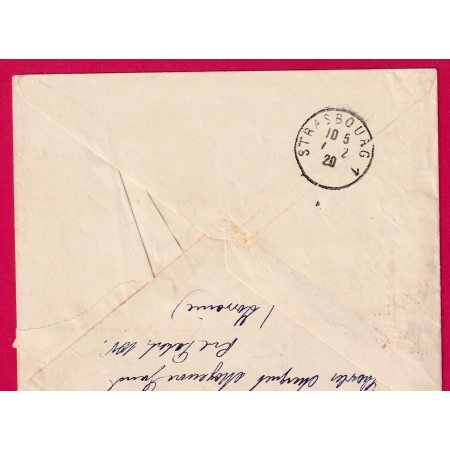 ALSACE LORRAINE N°119 40C MERSON MOYEUVRE LA GRANDE MOSELLE ETIQUETTE RECOMMANDE ALLEMANDE 1920 LETTRE COVER