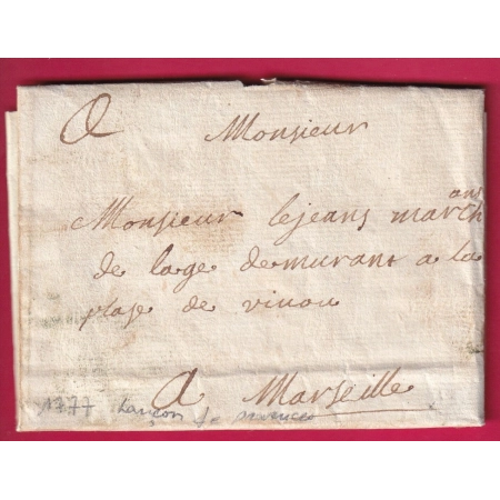 LETTRE DE LANCON DE PROVENCE BOUCHES DU RHONE 1777 POUR MARSEILLE LETTRE COVER