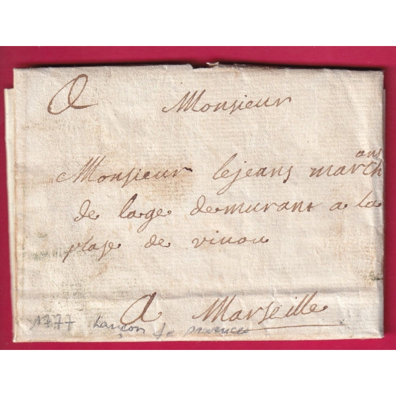 LETTRE DE LANCON DE PROVENCE BOUCHES DU RHONE 1777 POUR MARSEILLE LETTRE COVER