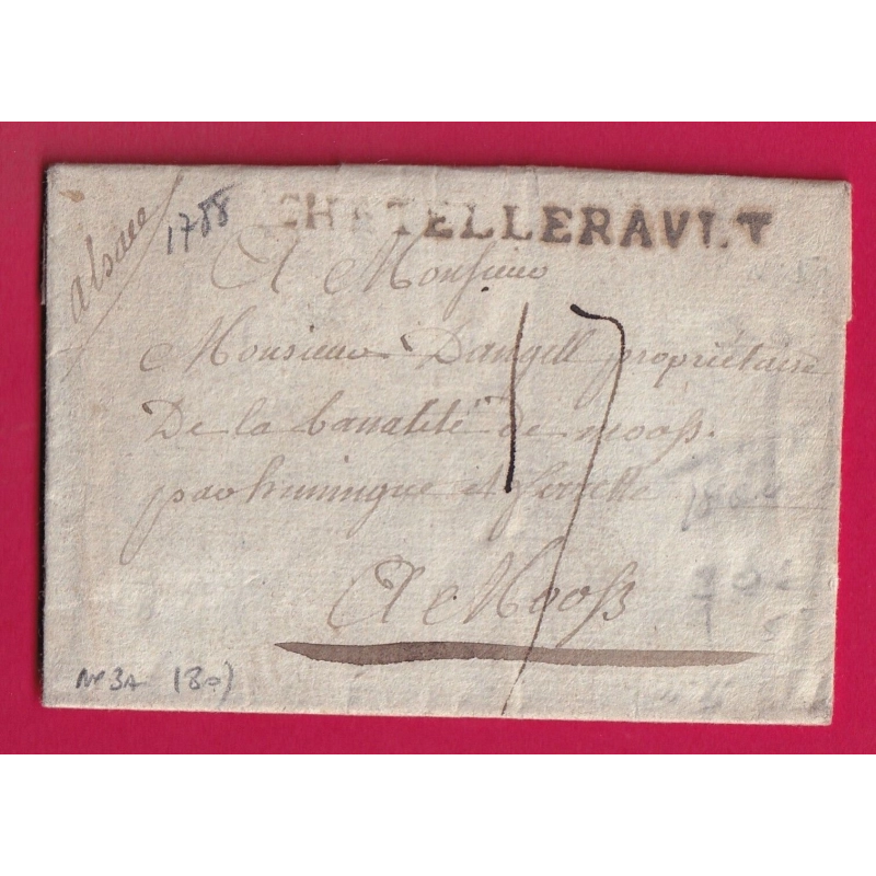 MARQUE CHATELLERAULT VIENNE 1788 LENAIN N°3A POUR MOOSCH HAUT RHIN LETTRE COVER