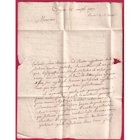 MARQUE GRAY HAUTE SAONE 1777 LENAIN N°2 POUR DIJON COTE D'OR INDICE 9 LETTRE COVER