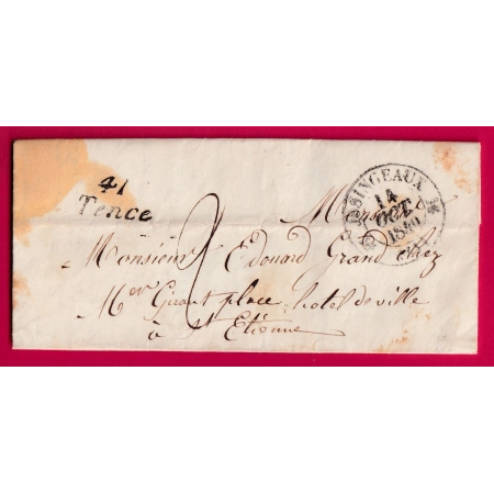 CURSIVE 41 TENCE CAD TYPE 12 YSSINGEAUX HAUTE LOIRE 1840 POUR ST ETIENNE LETTRE COVER