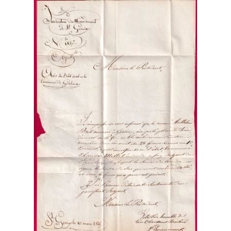 MARQUE SARDE ST GENIX SAVOIE FRANCHISE LE JUGE DE MANDEMENT POUR CHAMBERY 1845 LETTRE COVER