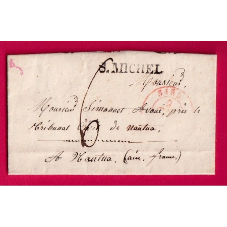 MARQUE SARDE ST MICHEL DE MAURIENNE SAVOIE POUR NANTUA AIN 1845 LETTRE COVER