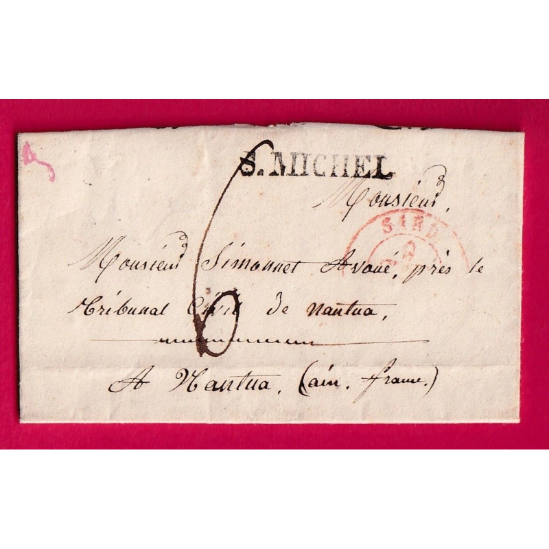 MARQUE SARDE ST MICHEL DE MAURIENNE SAVOIE POUR NANTUA AIN 1845 LETTRE COVER