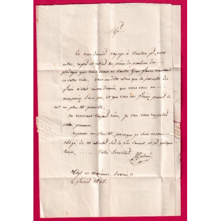 MARQUE SARDE ST MICHEL DE MAURIENNE SAVOIE POUR NANTUA AIN 1845 LETTRE COVER