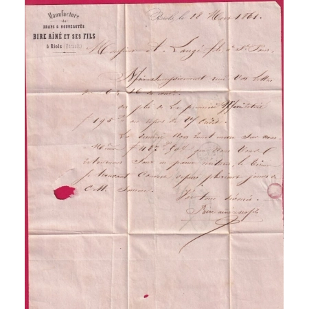 N°13 TTB PC 3252 ST PONS HERAULT POUR ST PONS DEPART RIOLS SANS BOITE RURALE LETTRE COVER