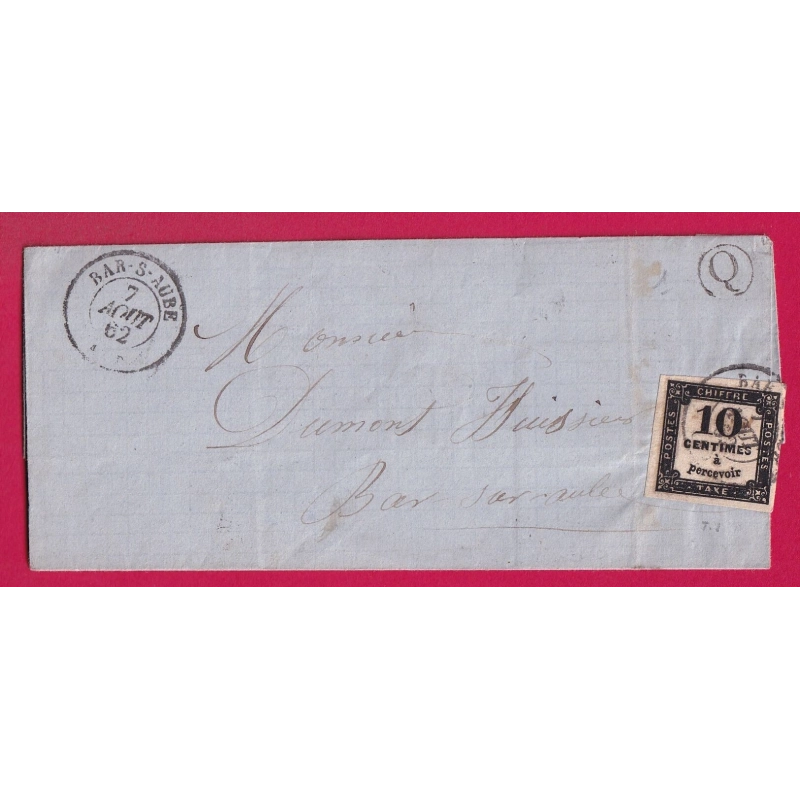 TAXE N°2 BAR SUR AUBE BOITE RURALE Q POUR BAR SUR AUBE LETTRE COVER