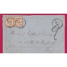 ALSACE LORRAINE N°5 PAIRE METZ MOSELLE POUR PARIS TAXE TAMPON 2 1871 LETTRE COVER