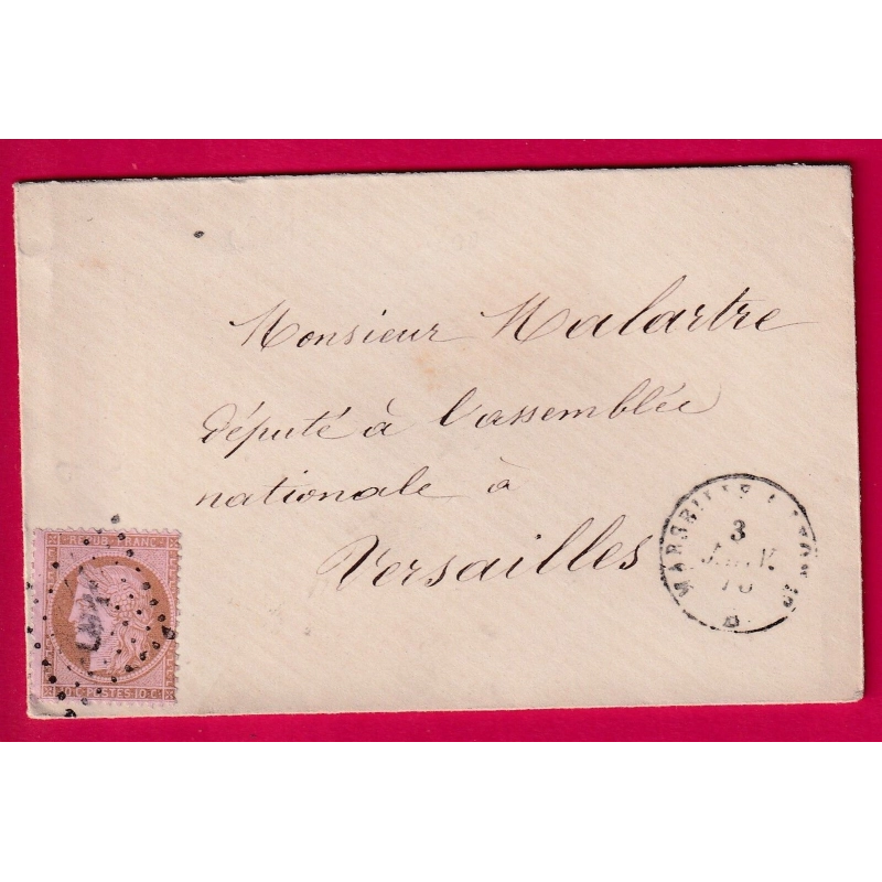 N°58 AMBULANT MARSEILLE A LYON LOSANGE LM1° POUR VERSAILLES TARIF CARTE DE VISITE LETTRE COVER